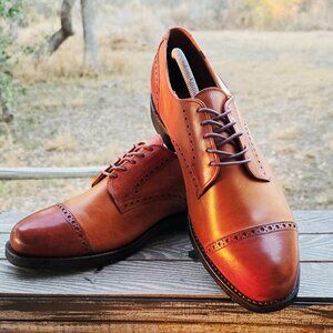 Allen Edmonds Corporate Casuals 11-D Mens Leather Captoe Burnished Dress Shoes